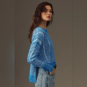 Pilcro for Anthropologie textured high-low pullover sweater in blue Size XL